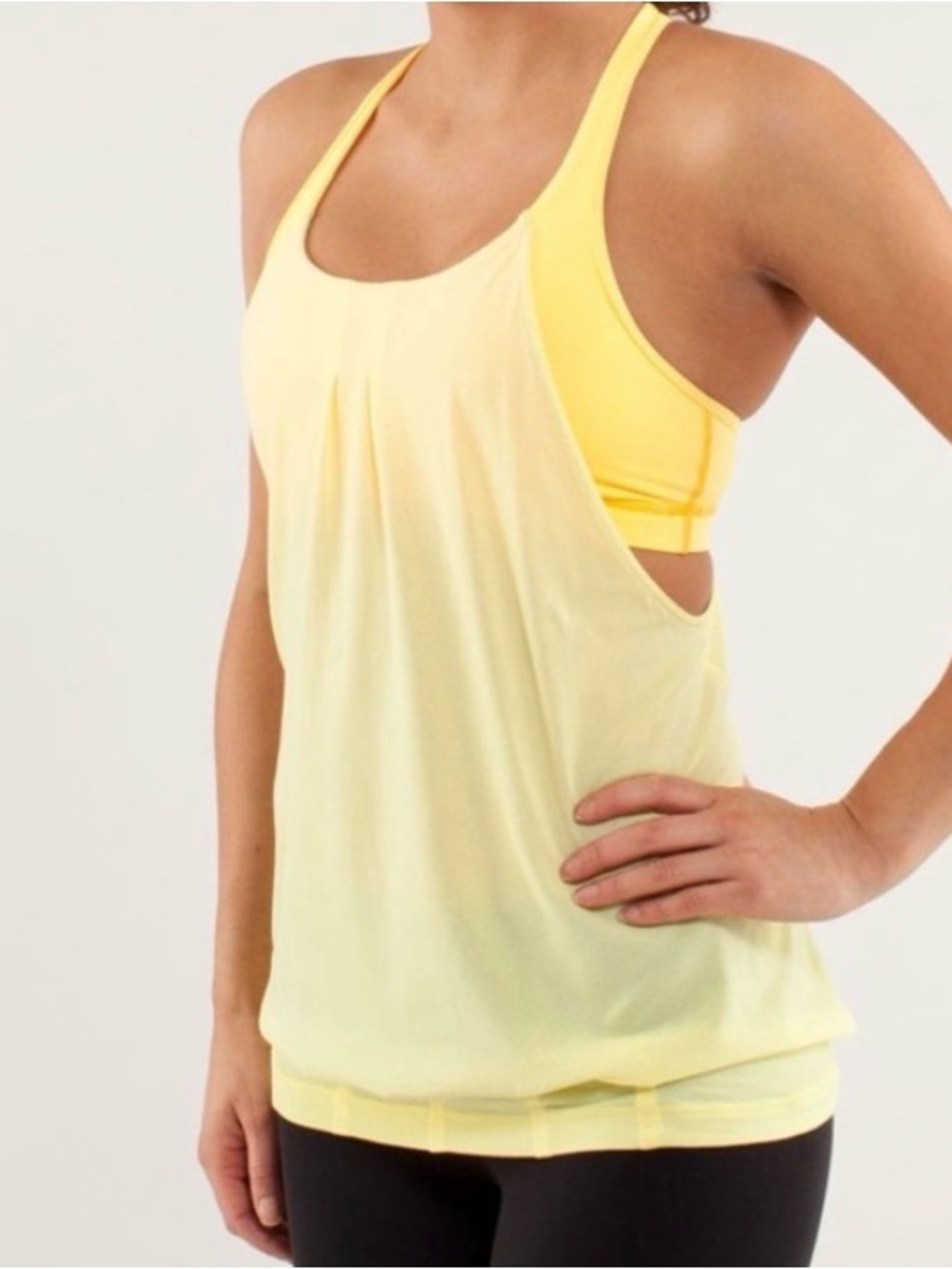 lululemon Practice Freely Light Yellow Layered Racerback Tank